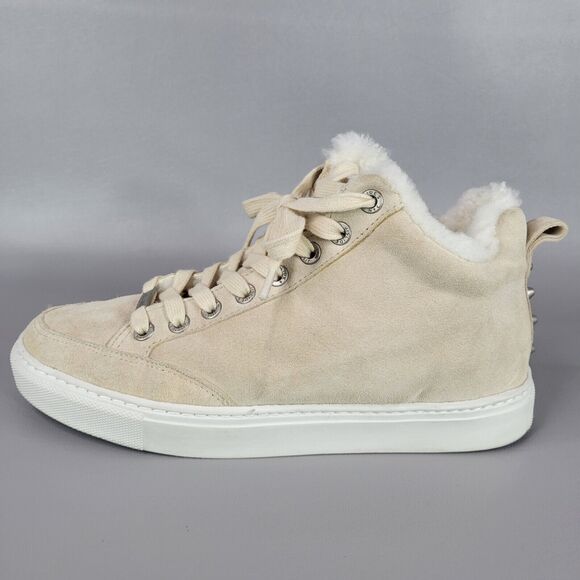 J/SLIDES Leslie Shearling Trim Suede Leather Mid Top Sneakers Size 7 Women's - Picture 2 of 15